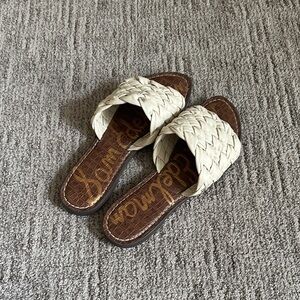 Sam Edelman Cream Woven Slide Sandals